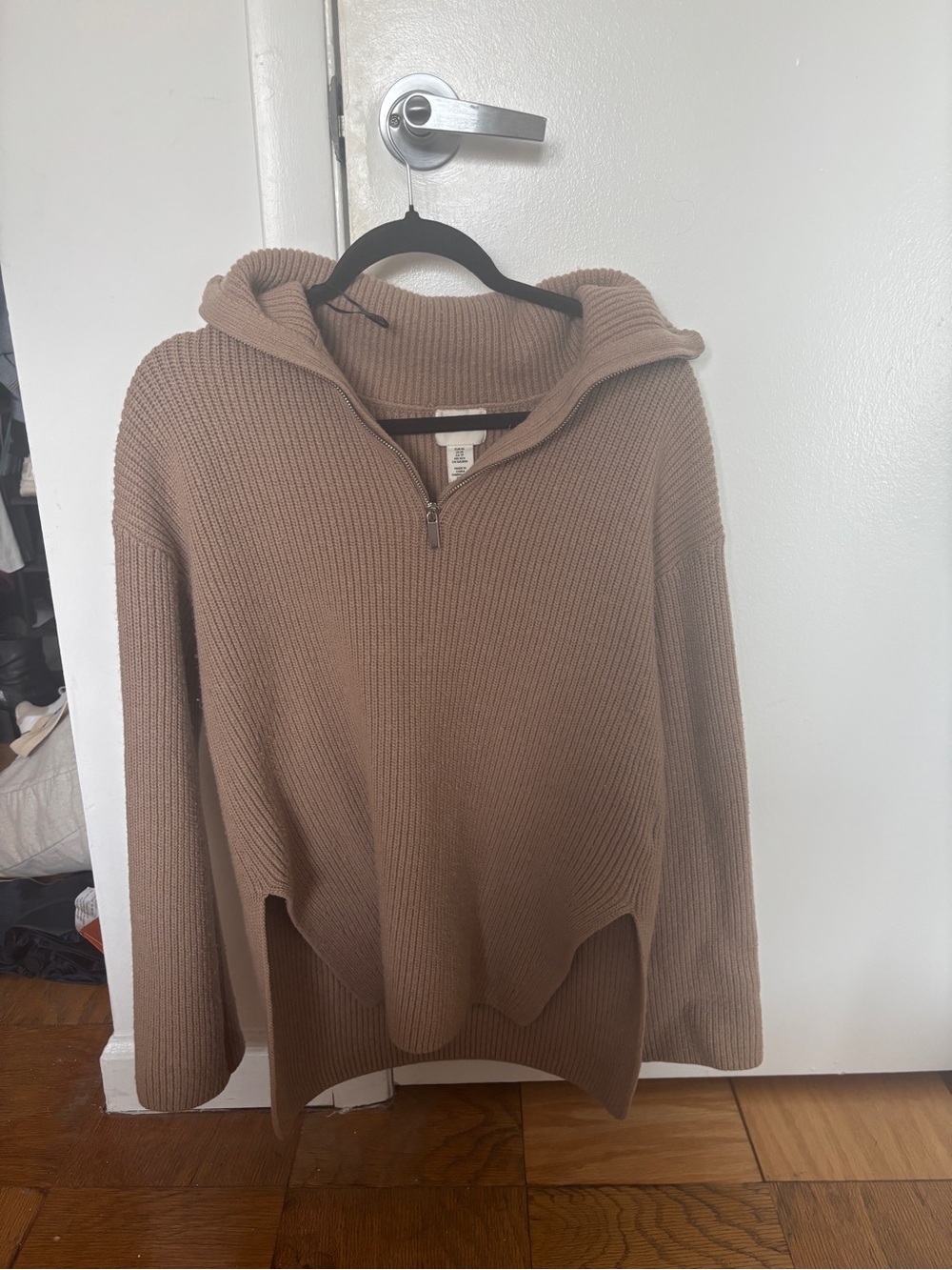 NWOT H&M tan quarterzip sweater